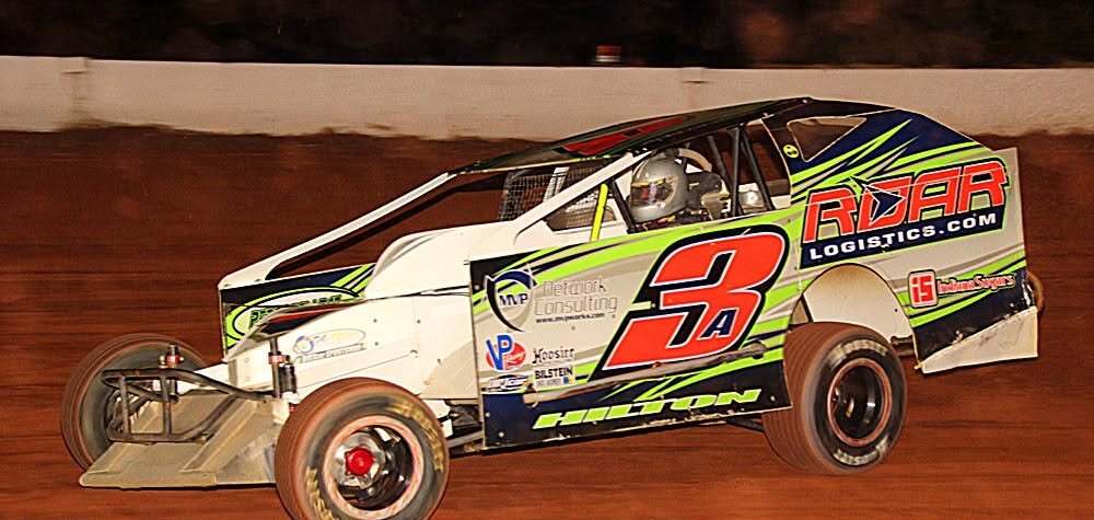 Adam Hilton's No. 3a modified racing on dirt